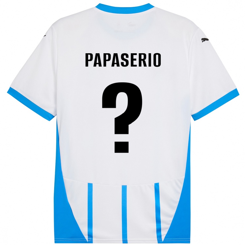 Kinder Fußball Gabriele Papaserio #0 Weiß Blau Auswärtstrikot Trikot 2024/25 T-Shirt Luxemburg