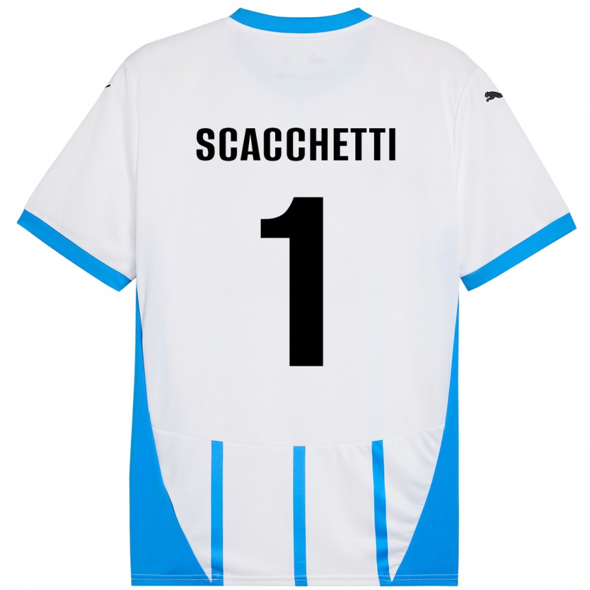 Kinder Fußball Alessandro Scacchetti #1 Weiß Blau Auswärtstrikot Trikot 2024/25 T-Shirt Luxemburg