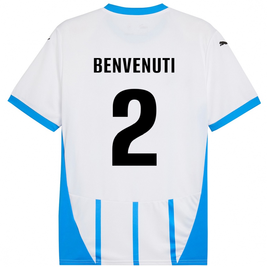 Kinder Fußball Giacomo Benvenuti #2 Weiß Blau Auswärtstrikot Trikot 2024/25 T-Shirt Luxemburg