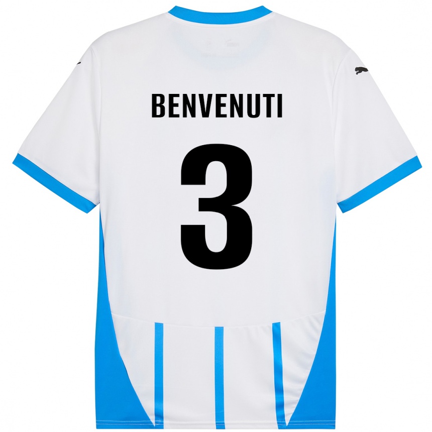 Kinder Fußball Tommaso Benvenuti #3 Weiß Blau Auswärtstrikot Trikot 2024/25 T-Shirt Luxemburg