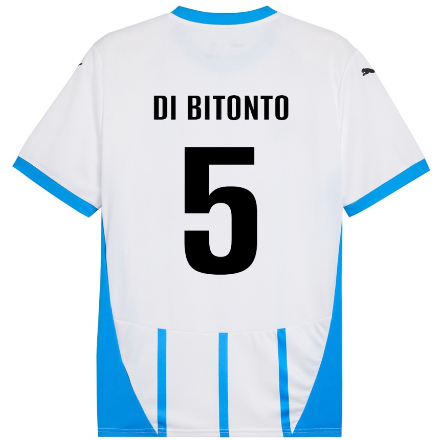 Kinder Fußball Alessandro Di Bitonto #5 Weiß Blau Auswärtstrikot Trikot 2024/25 T-Shirt Luxemburg