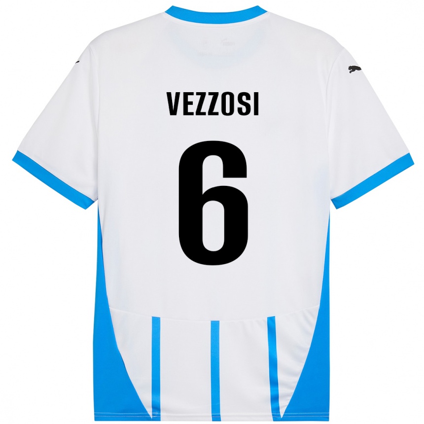 Kinder Fußball Giorgio Vezzosi #6 Weiß Blau Auswärtstrikot Trikot 2024/25 T-Shirt Luxemburg