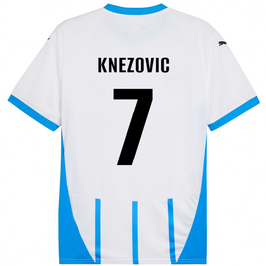 Kinder Fußball Borna Knezovic #7 Weiß Blau Auswärtstrikot Trikot 2024/25 T-Shirt Luxemburg