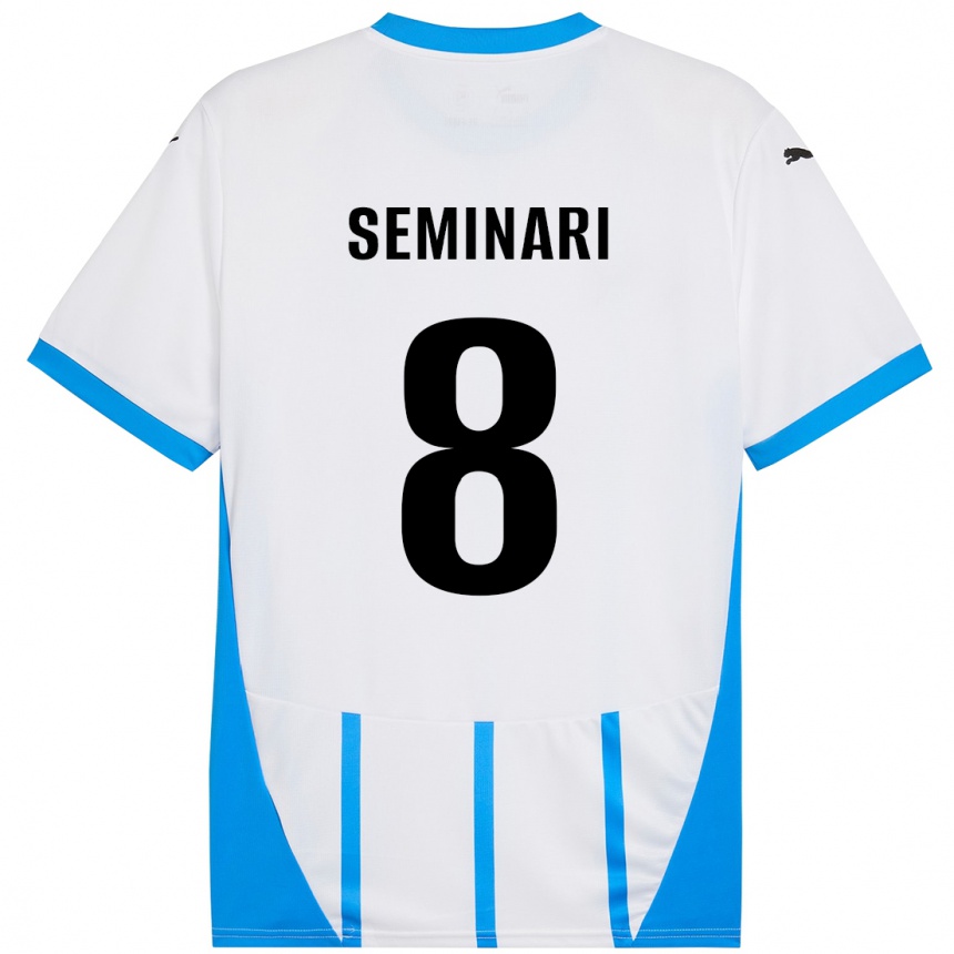 Kinder Fußball Giacomo Seminari #8 Weiß Blau Auswärtstrikot Trikot 2024/25 T-Shirt Luxemburg