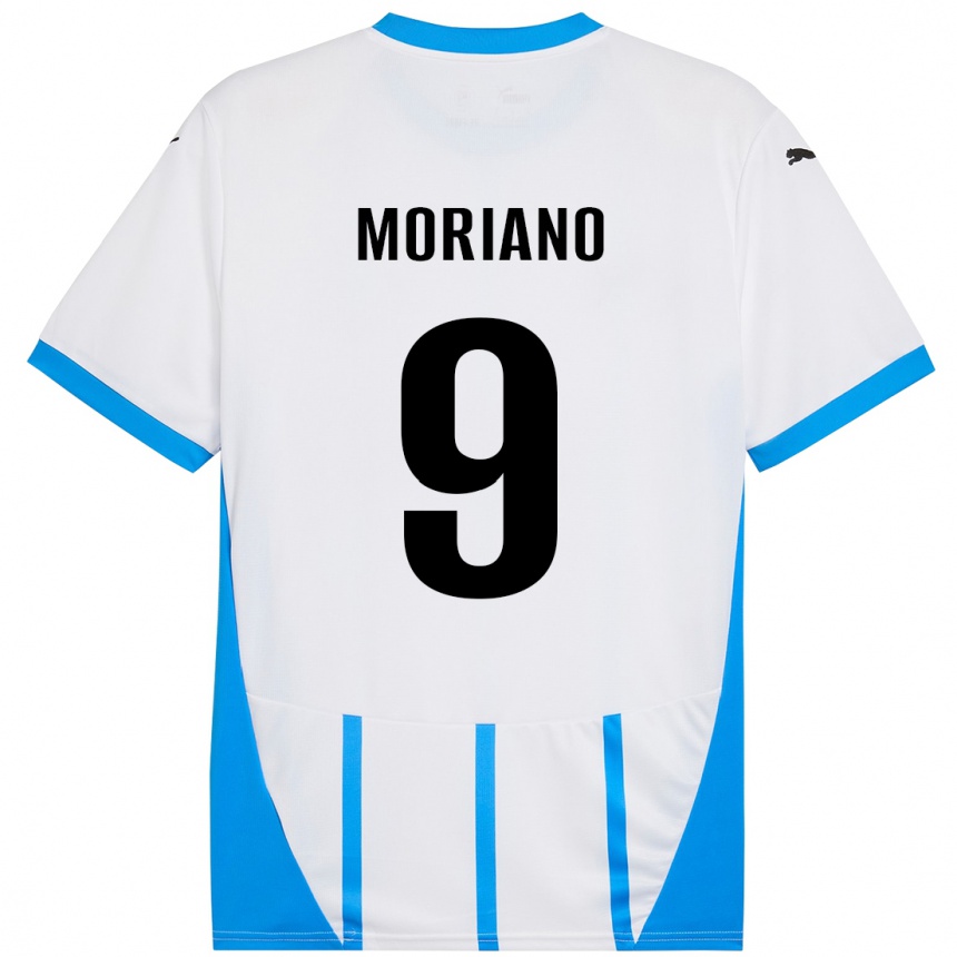 Kinder Fußball Andrea Moriano #9 Weiß Blau Auswärtstrikot Trikot 2024/25 T-Shirt Luxemburg