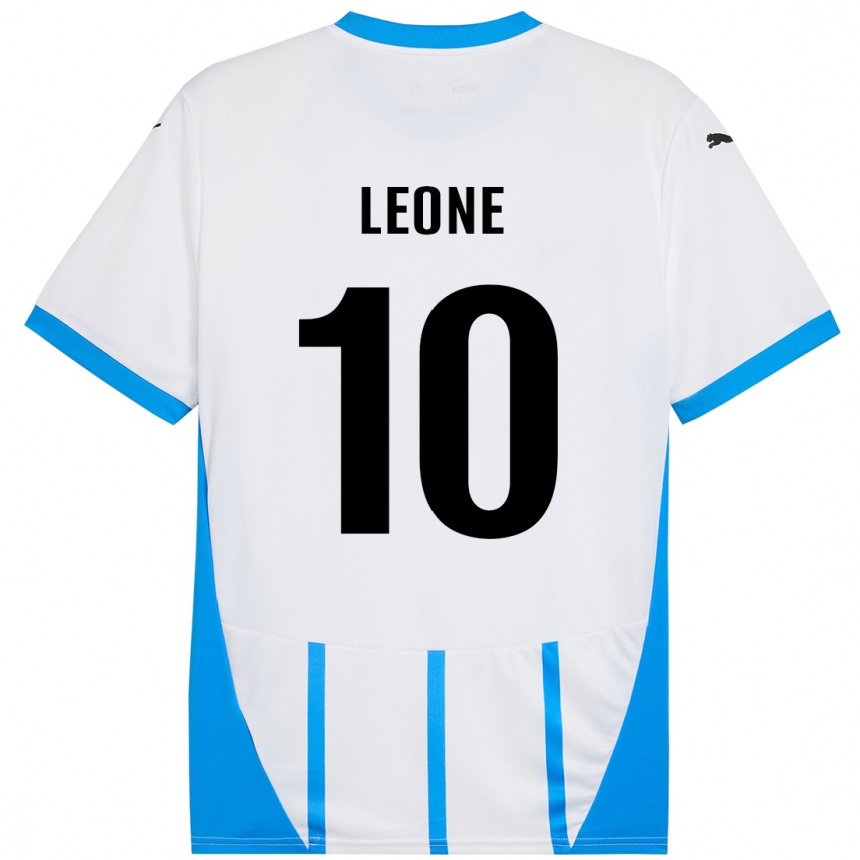 Kinder Fußball Kevin Leone #10 Weiß Blau Auswärtstrikot Trikot 2024/25 T-Shirt Luxemburg