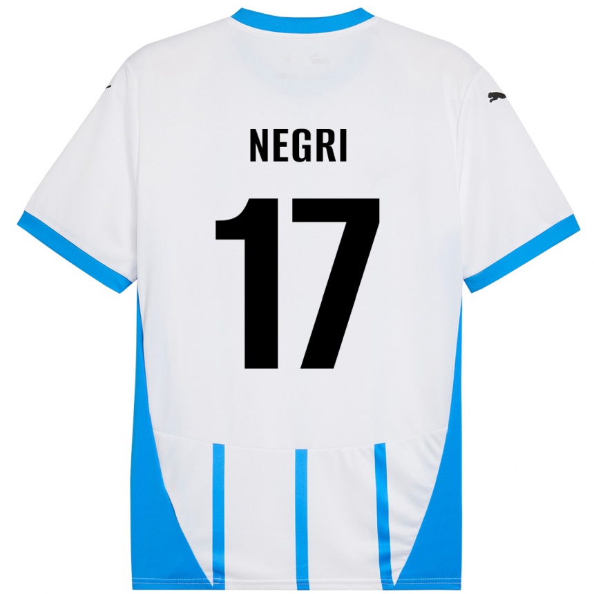 Kinder Fußball Gabriele Negri #17 Weiß Blau Auswärtstrikot Trikot 2024/25 T-Shirt Luxemburg