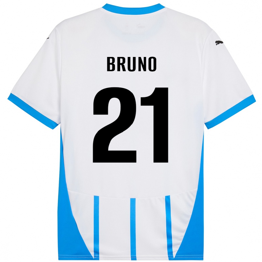 Kinder Fußball Kevin Bruno #21 Weiß Blau Auswärtstrikot Trikot 2024/25 T-Shirt Luxemburg