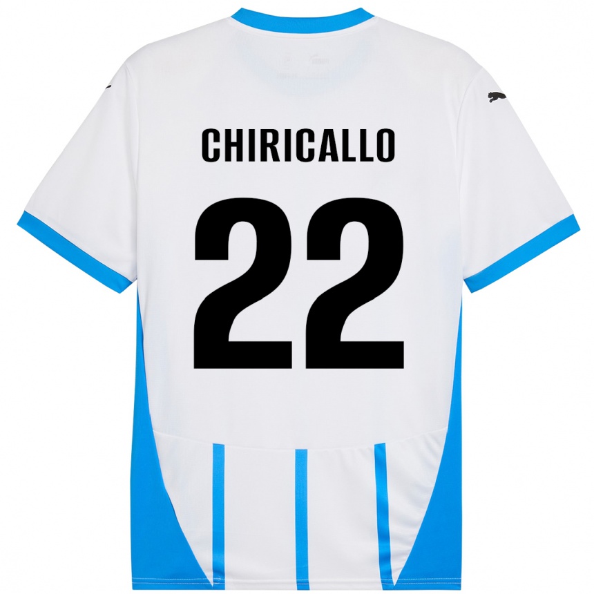 Kinder Fußball Giovanni Chiricallo #22 Weiß Blau Auswärtstrikot Trikot 2024/25 T-Shirt Luxemburg