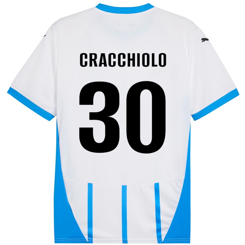 Kinder Fußball Leonardo Cracchiolo #30 Weiß Blau Auswärtstrikot Trikot 2024/25 T-Shirt Luxemburg