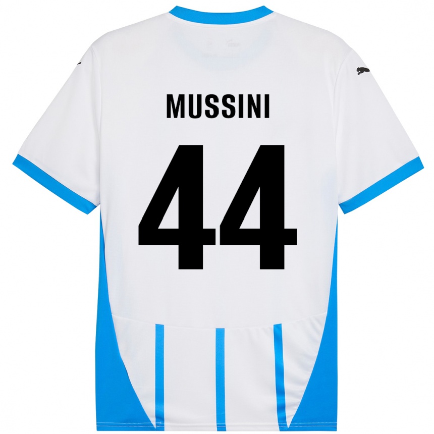 Kinder Fußball Andrea Mussini #44 Weiß Blau Auswärtstrikot Trikot 2024/25 T-Shirt Luxemburg