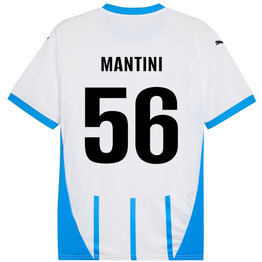 Kinder Fußball Raffaele Mantini #56 Weiß Blau Auswärtstrikot Trikot 2024/25 T-Shirt Luxemburg