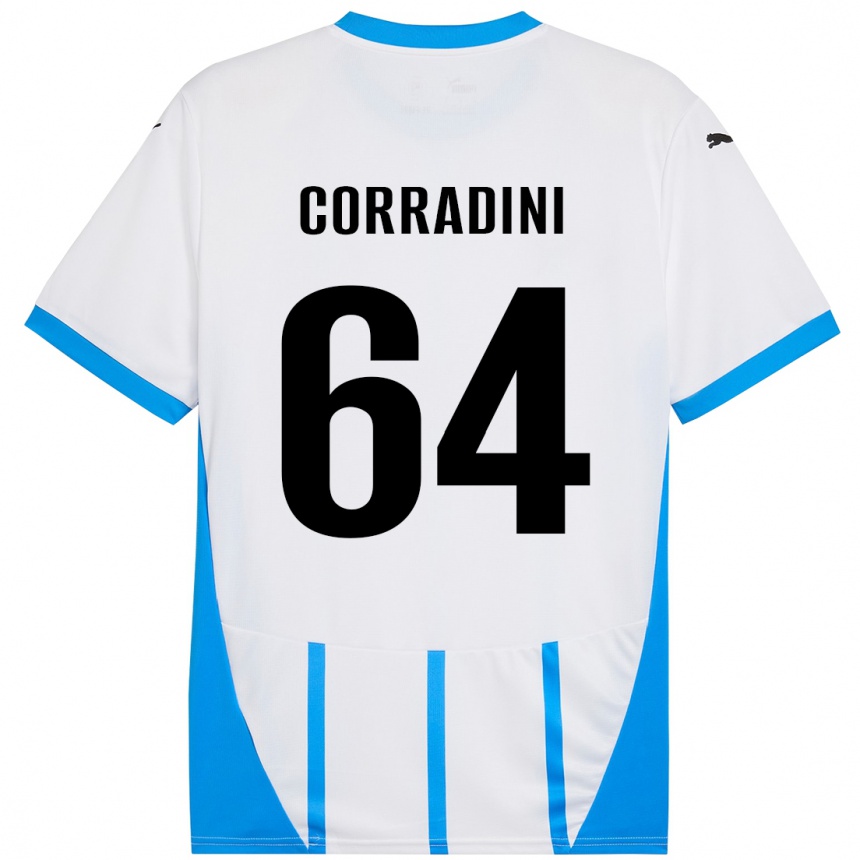 Kinder Fußball Francesco Corradini #64 Weiß Blau Auswärtstrikot Trikot 2024/25 T-Shirt Luxemburg