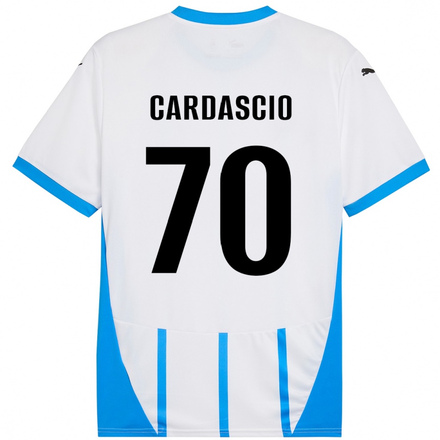 Kinder Fußball Alessandro Cardascio #70 Weiß Blau Auswärtstrikot Trikot 2024/25 T-Shirt Luxemburg