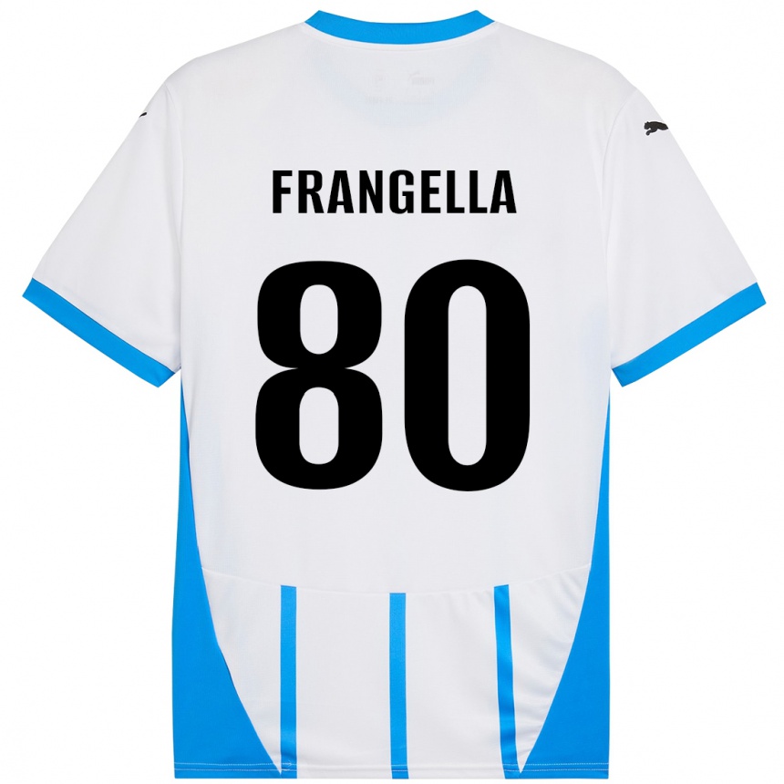 Kinder Fußball Christian Frangella #80 Weiß Blau Auswärtstrikot Trikot 2024/25 T-Shirt Luxemburg