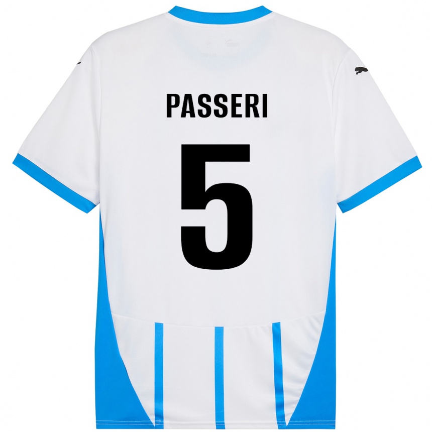 Kinder Fußball Angela Passeri #5 Weiß Blau Auswärtstrikot Trikot 2024/25 T-Shirt Luxemburg