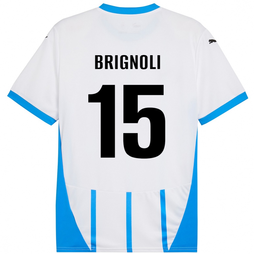 Kinder Fußball Benedetta Brignoli #15 Weiß Blau Auswärtstrikot Trikot 2024/25 T-Shirt Luxemburg