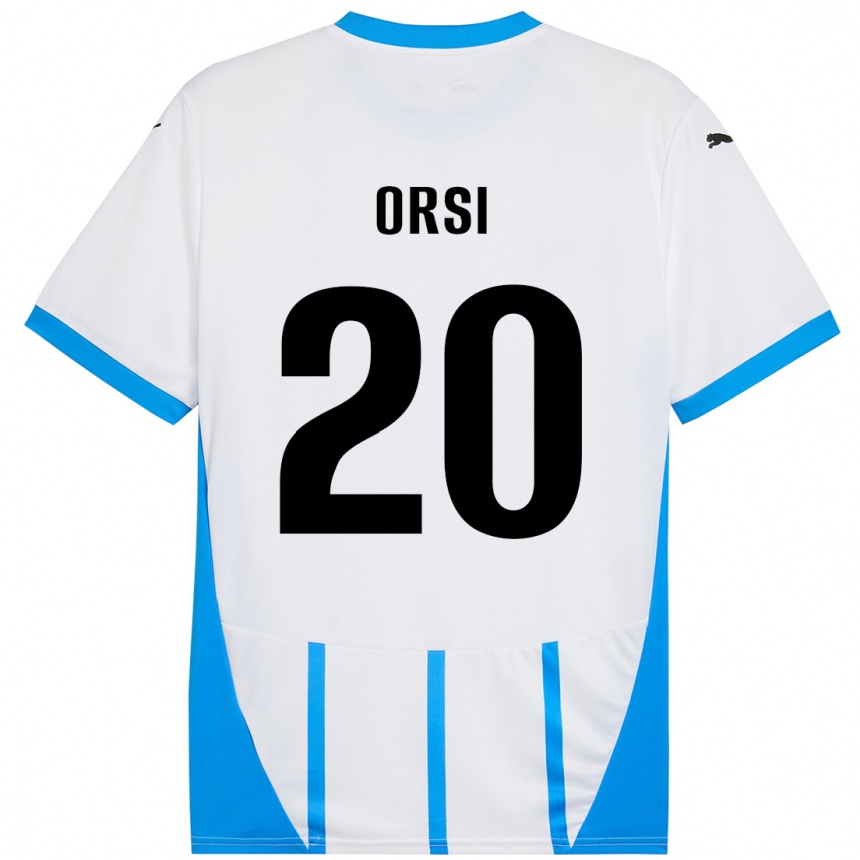 Kinder Fußball Benedetta Orsi #20 Weiß Blau Auswärtstrikot Trikot 2024/25 T-Shirt Luxemburg