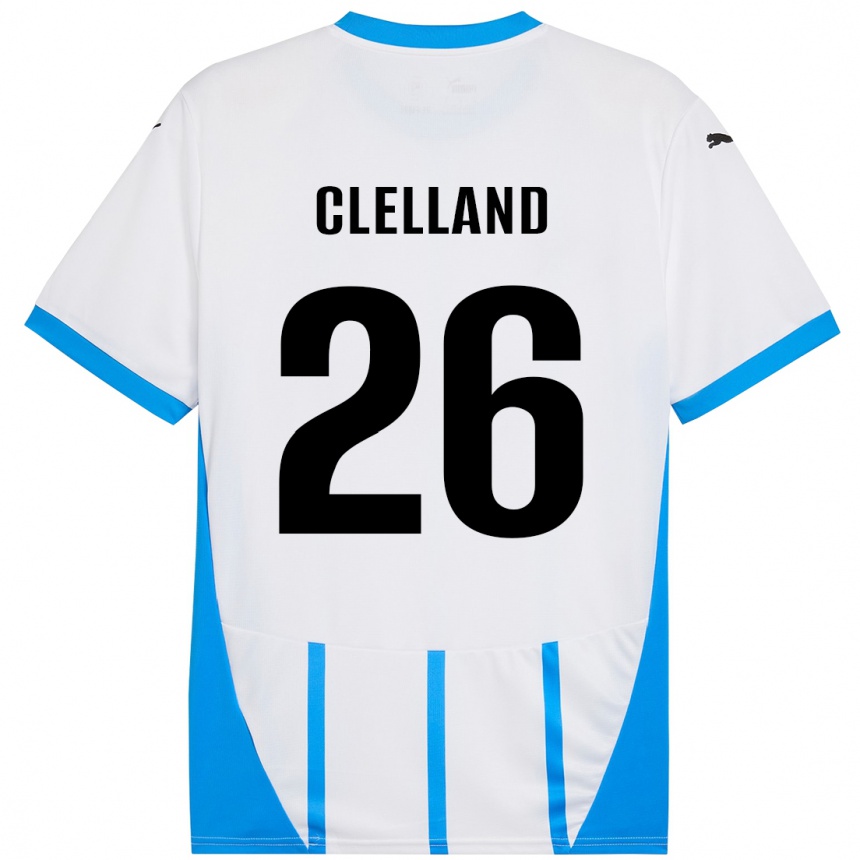 Kinder Fußball Lana Clelland #26 Weiß Blau Auswärtstrikot Trikot 2024/25 T-Shirt Luxemburg