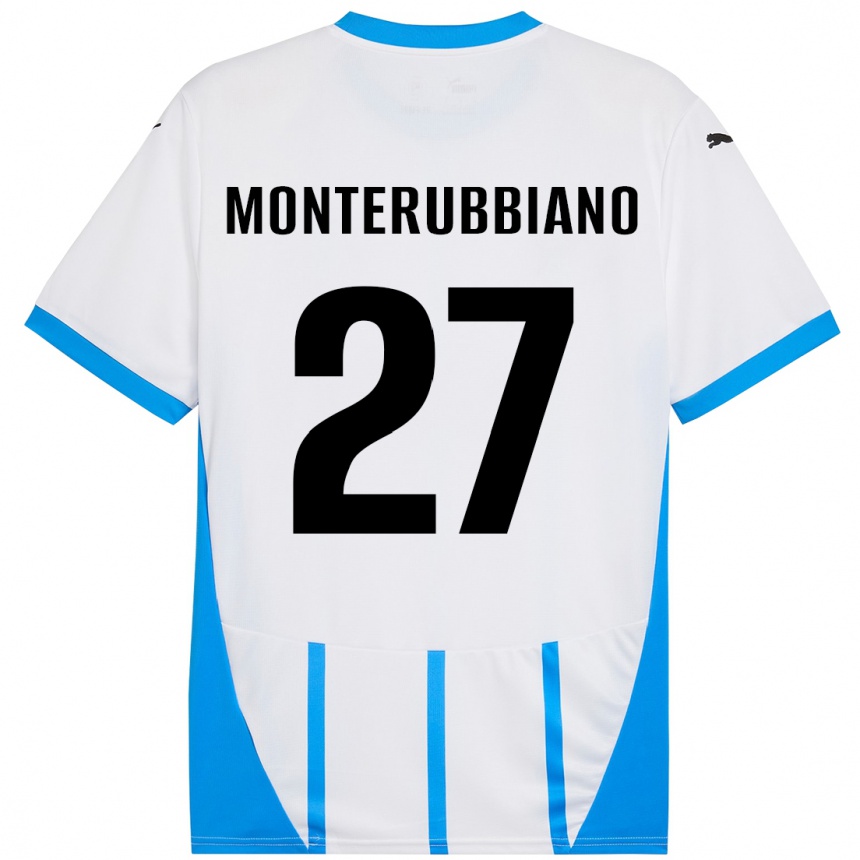 Kinder Fußball Valeria Monterubbiano #27 Weiß Blau Auswärtstrikot Trikot 2024/25 T-Shirt Luxemburg