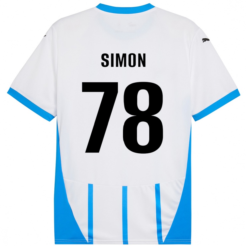 Kinder Fußball Bénédicte Simon #78 Weiß Blau Auswärtstrikot Trikot 2024/25 T-Shirt Luxemburg