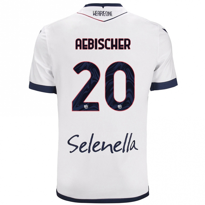 Kinder Fußball Michel Aebischer #20 Weiß Königsblau Auswärtstrikot Trikot 2024/25 T-Shirt Luxemburg