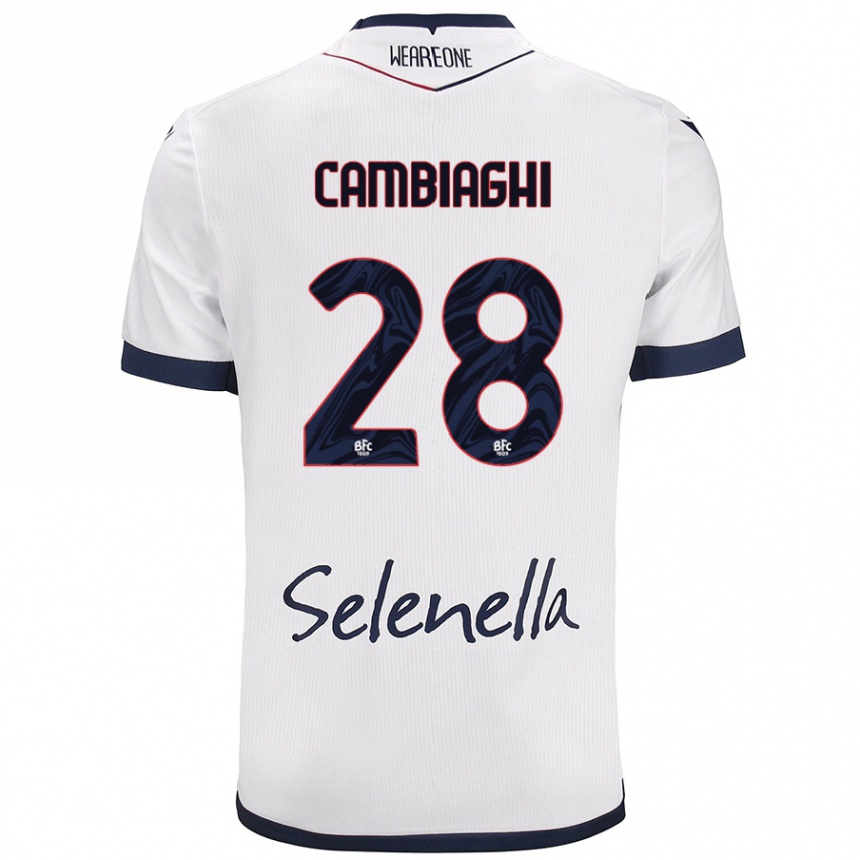 Kinder Fußball Nicolò Cambiaghi #28 Weiß Königsblau Auswärtstrikot Trikot 2024/25 T-Shirt Luxemburg