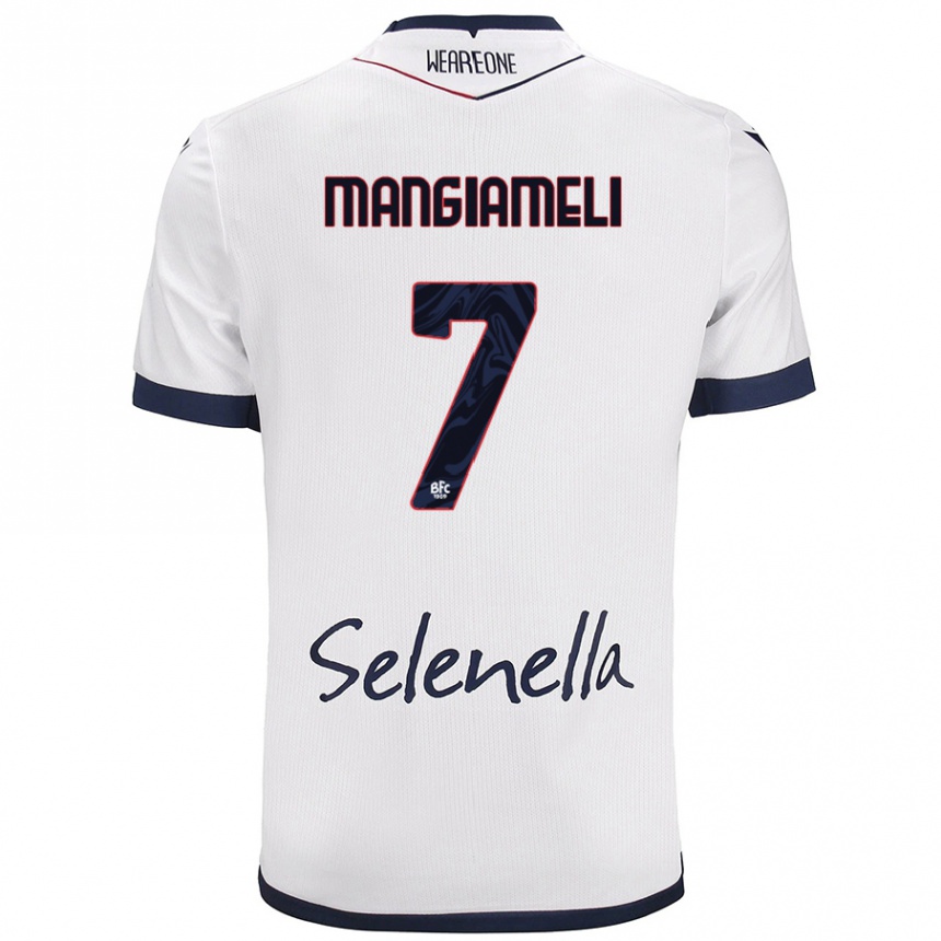 Kinder Fußball Federico Mangiameli #7 Weiß Königsblau Auswärtstrikot Trikot 2024/25 T-Shirt Luxemburg