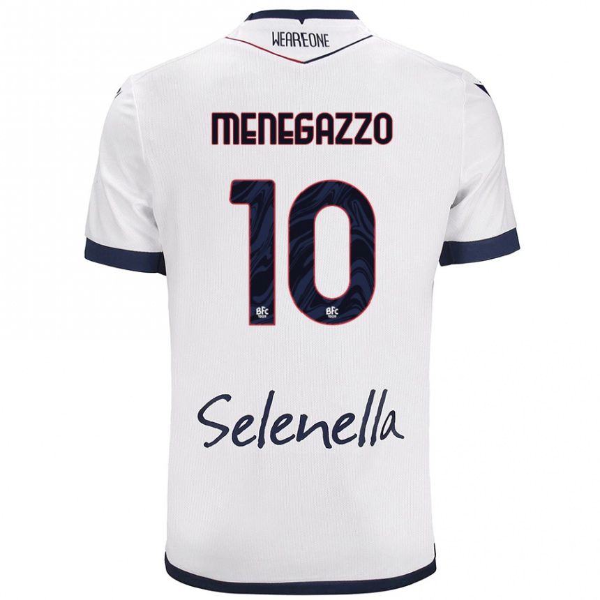 Kinder Fußball Lorenzo Menegazzo #10 Weiß Königsblau Auswärtstrikot Trikot 2024/25 T-Shirt Luxemburg