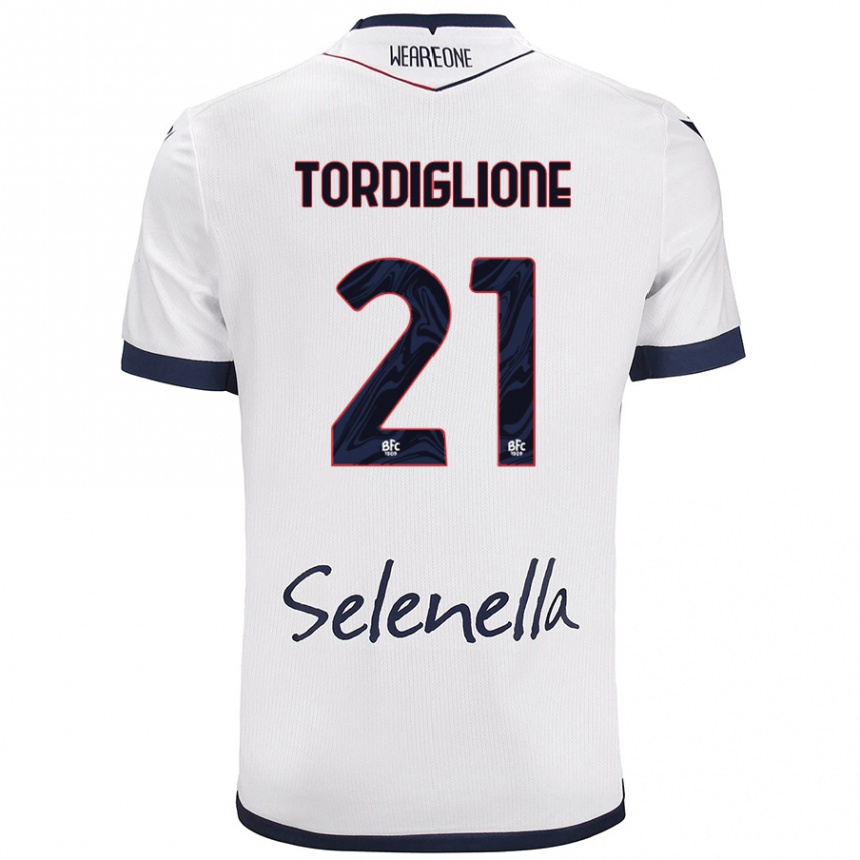 Kinder Fußball Nicolò Tordiglione #21 Weiß Königsblau Auswärtstrikot Trikot 2024/25 T-Shirt Luxemburg