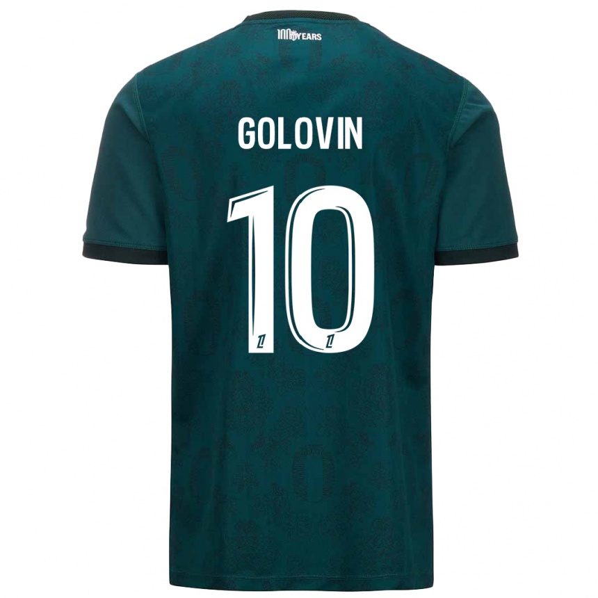 Kinder Fußball Aleksandr Golovin #10 Dunkelgrün Auswärtstrikot Trikot 2024/25 T-Shirt Luxemburg