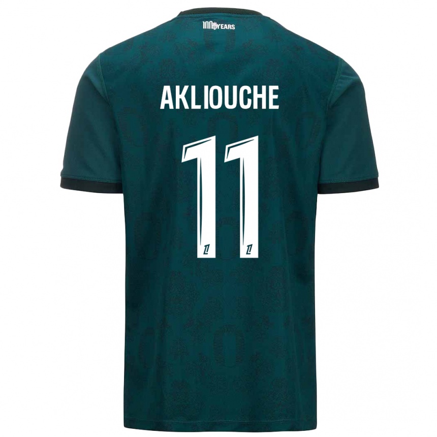 Kinder Fußball Maghnes Akliouche #11 Dunkelgrün Auswärtstrikot Trikot 2024/25 T-Shirt Luxemburg