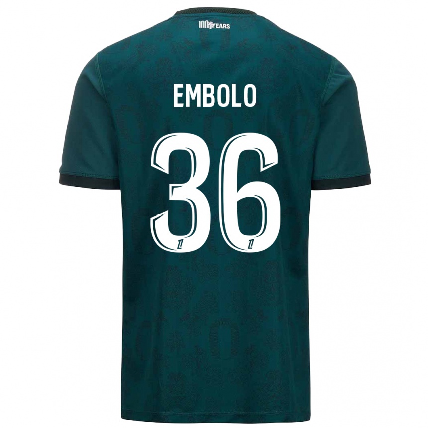 Kinder Fußball Breel Embolo #36 Dunkelgrün Auswärtstrikot Trikot 2024/25 T-Shirt Luxemburg