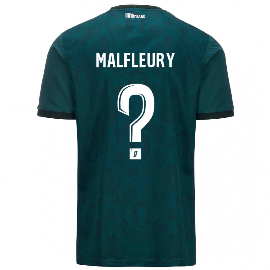 Kinder Fußball Geoffrey Malfleury #0 Dunkelgrün Auswärtstrikot Trikot 2024/25 T-Shirt Luxemburg