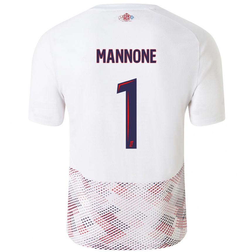 Kinder Fußball Vito Mannone #1 Weiß Königsblau Auswärtstrikot Trikot 2024/25 T-Shirt Luxemburg