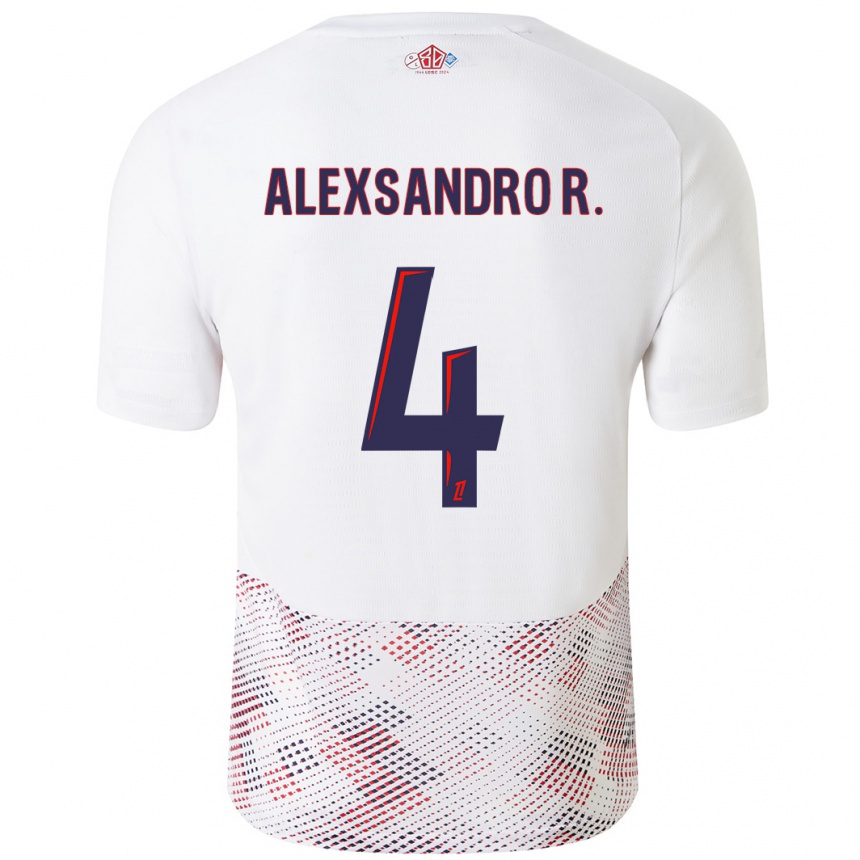 Kinder Fußball Alexsandro #4 Weiß Königsblau Auswärtstrikot Trikot 2024/25 T-Shirt Luxemburg