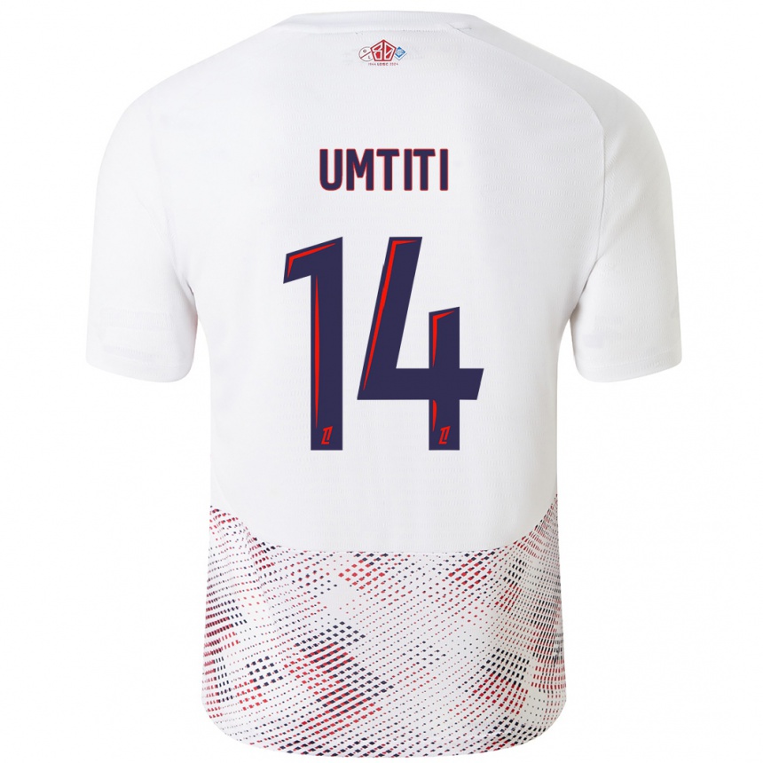 Kinder Fußball Samuel Umtiti #14 Weiß Königsblau Auswärtstrikot Trikot 2024/25 T-Shirt Luxemburg