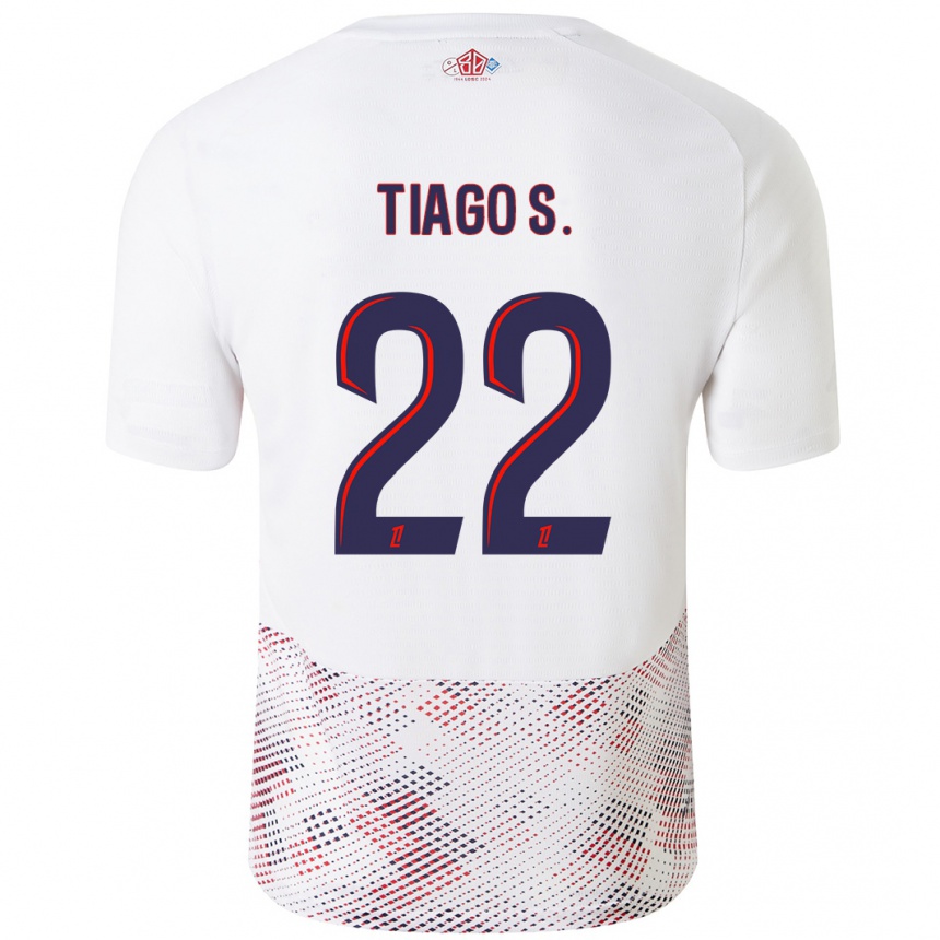 Kinder Fußball Tiago Santos #22 Weiß Königsblau Auswärtstrikot Trikot 2024/25 T-Shirt Luxemburg