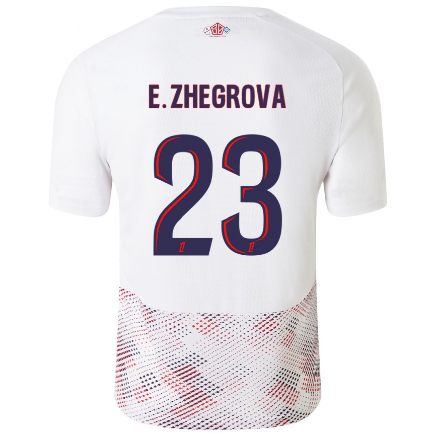 Kinder Fußball Edon Zhegrova #23 Weiß Königsblau Auswärtstrikot Trikot 2024/25 T-Shirt Luxemburg