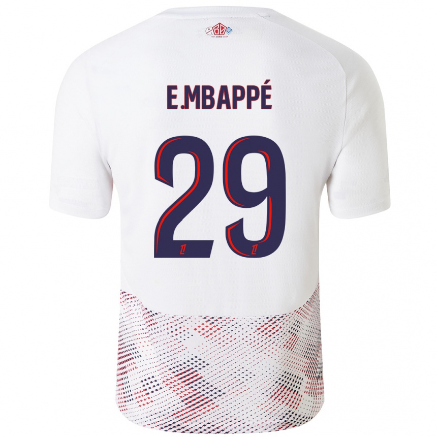 Kinder Fußball Ethan Mbappe #29 Weiß Königsblau Auswärtstrikot Trikot 2024/25 T-Shirt Luxemburg