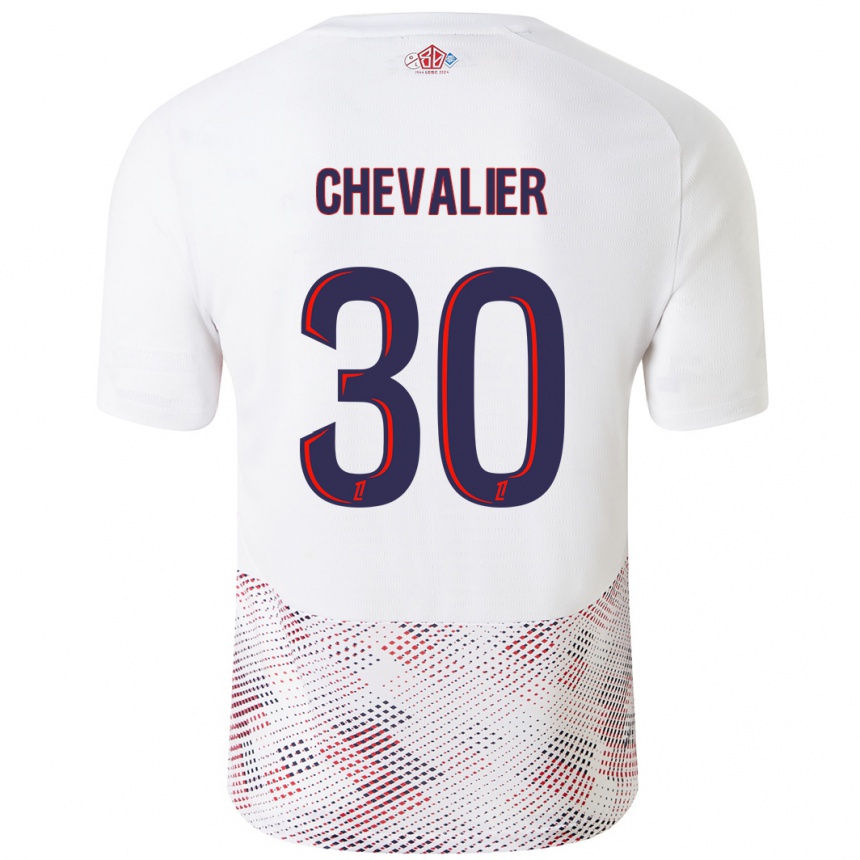 Kinder Fußball Lucas Chevalier #30 Weiß Königsblau Auswärtstrikot Trikot 2024/25 T-Shirt Luxemburg