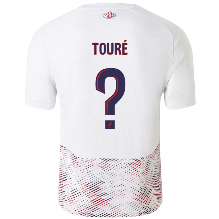 Kinder Fußball Ousmane Touré #0 Weiß Königsblau Auswärtstrikot Trikot 2024/25 T-Shirt Luxemburg