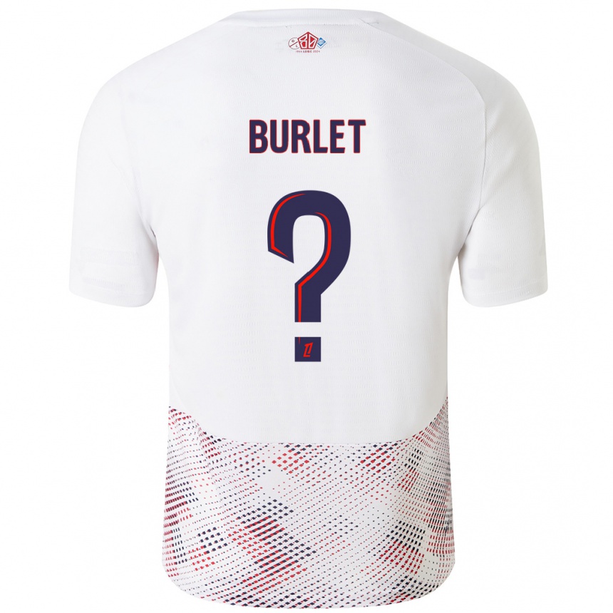 Kinder Fußball Vincent Burlet #0 Weiß Königsblau Auswärtstrikot Trikot 2024/25 T-Shirt Luxemburg