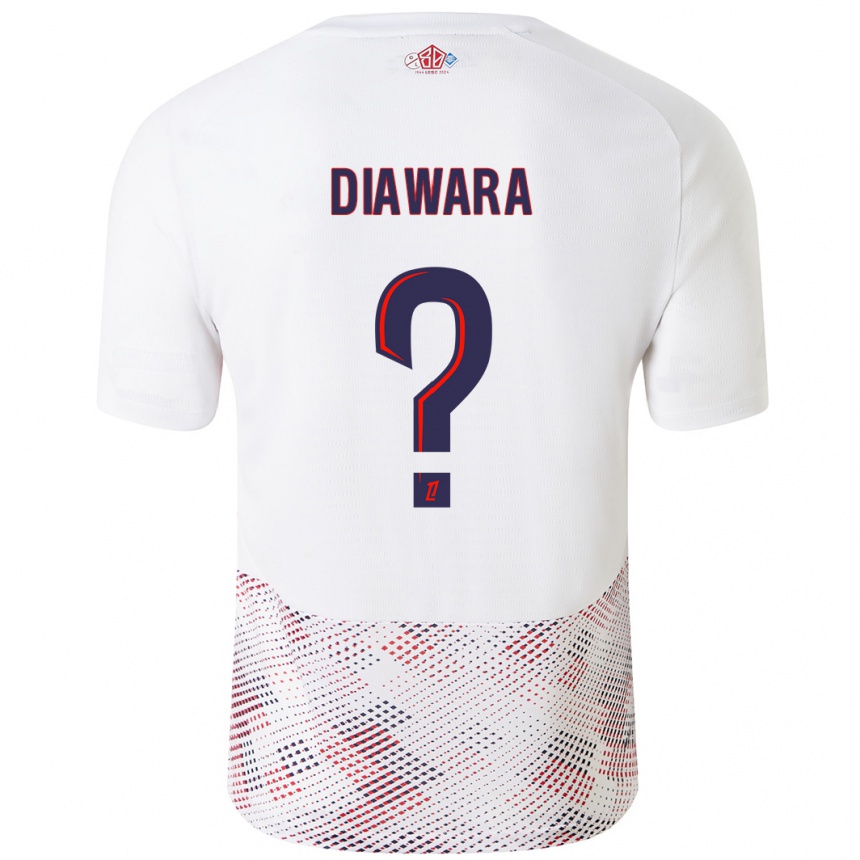 Kinder Fußball Bakari Diawara #0 Weiß Königsblau Auswärtstrikot Trikot 2024/25 T-Shirt Luxemburg