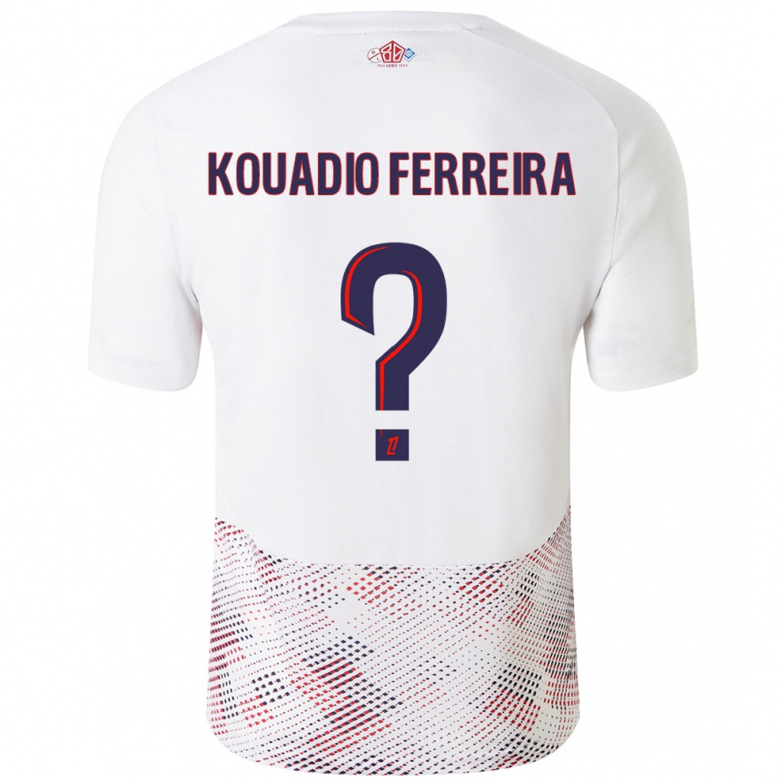 Kinder Fußball Wilfrid Kouadio Ferreira #0 Weiß Königsblau Auswärtstrikot Trikot 2024/25 T-Shirt Luxemburg