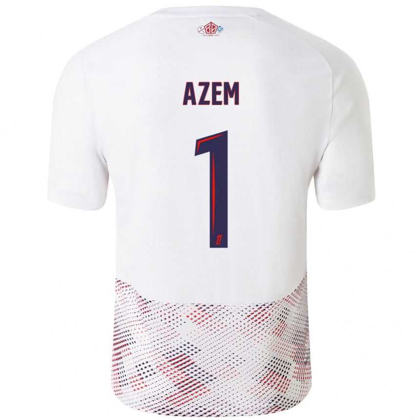 Kinder Fußball Floriane Azem #1 Weiß Königsblau Auswärtstrikot Trikot 2024/25 T-Shirt Luxemburg