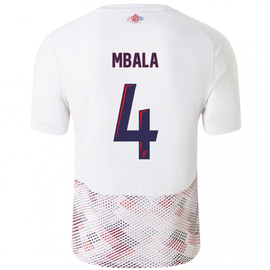 Kinder Fußball Olivia Mbala #4 Weiß Königsblau Auswärtstrikot Trikot 2024/25 T-Shirt Luxemburg