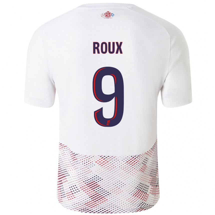 Kinder Fußball Danielle Roux #9 Weiß Königsblau Auswärtstrikot Trikot 2024/25 T-Shirt Luxemburg