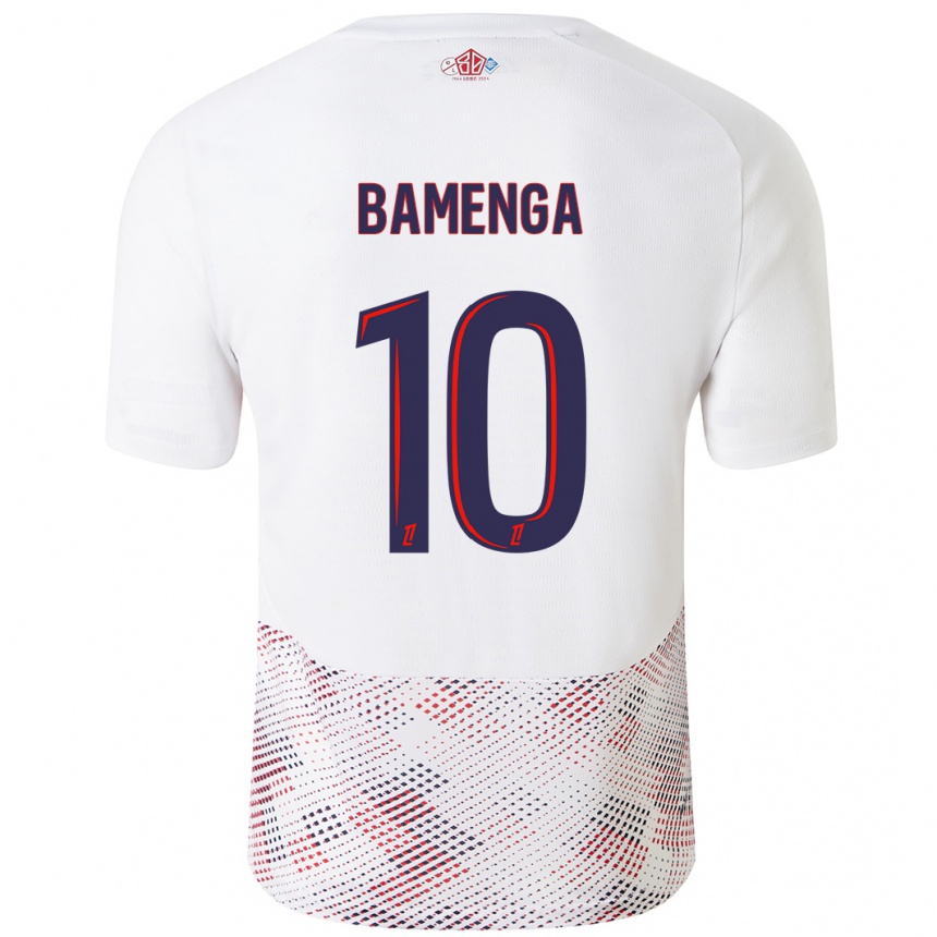 Kinder Fußball Naomie Bamenga #10 Weiß Königsblau Auswärtstrikot Trikot 2024/25 T-Shirt Luxemburg