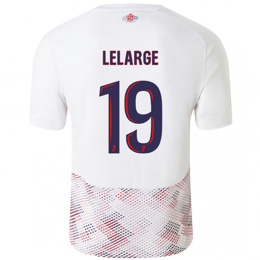 Kinder Fußball Claire Lelarge #19 Weiß Königsblau Auswärtstrikot Trikot 2024/25 T-Shirt Luxemburg